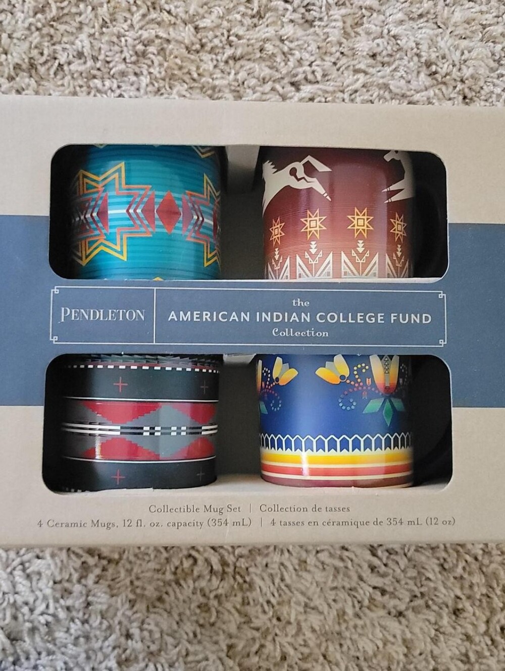 Pendleton American Indian College Fund 12oz Ceramic Mugs Lot of 4 Southwest